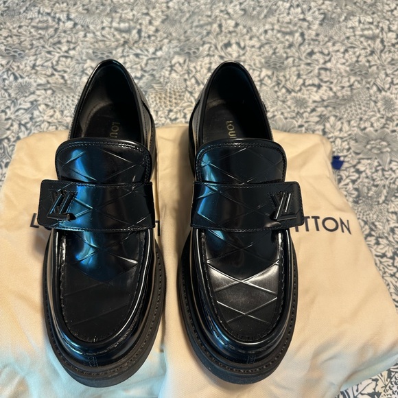 Louis Vuitton Black Patent Leather Loafers